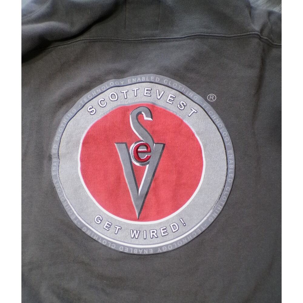 SCOTTeVEST‎ Zip Hoodie Sweatshirt M Dk Gray Burgundy Ultimate tec Get Wired Y2k - Picture 10 of 10